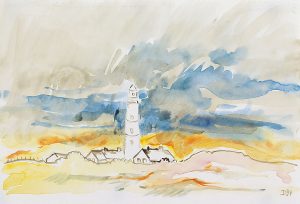 Leuchtturm im frühen Licht